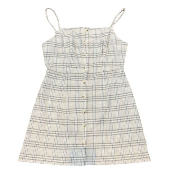 The Fifth Label Check Plaid Woven Mini Dress Spaghetti Strap Black Taupe Size XS - Picture 2 of 9